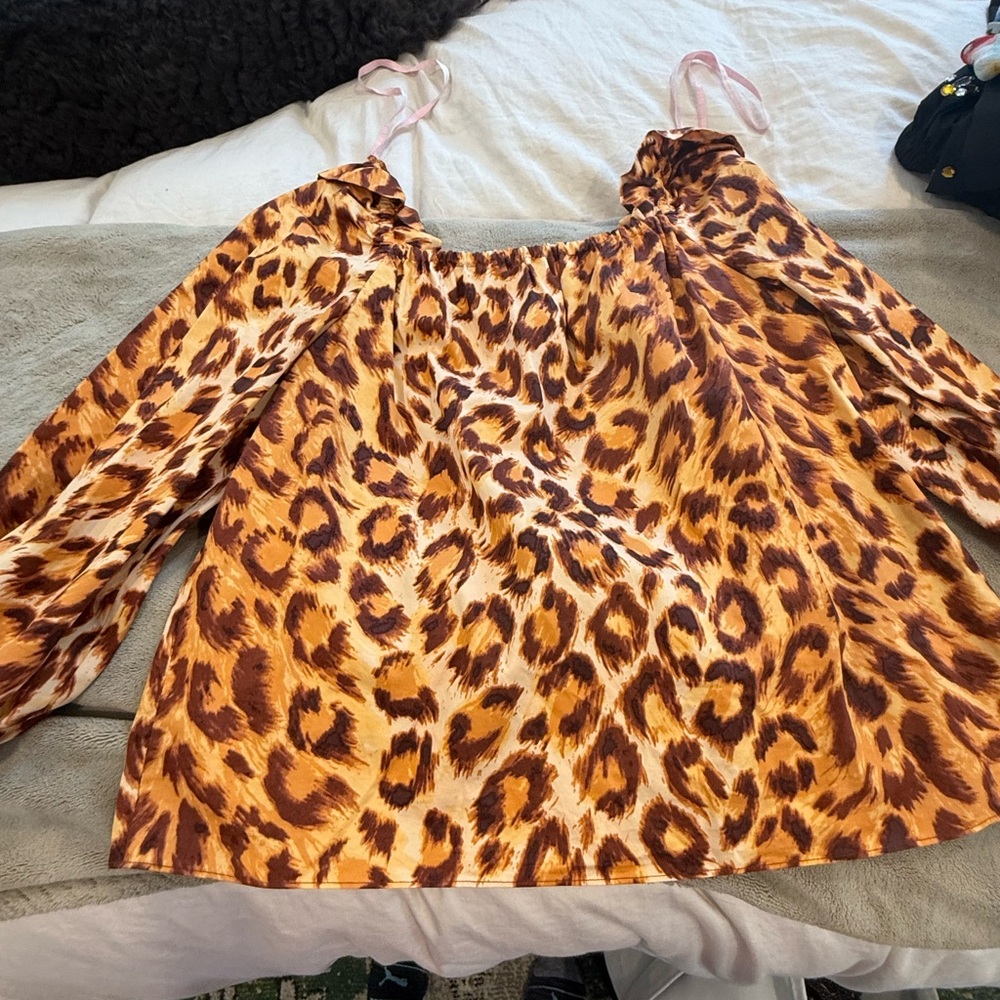 Kate Spade Leopard Print Off-Shoulder Top - Size S